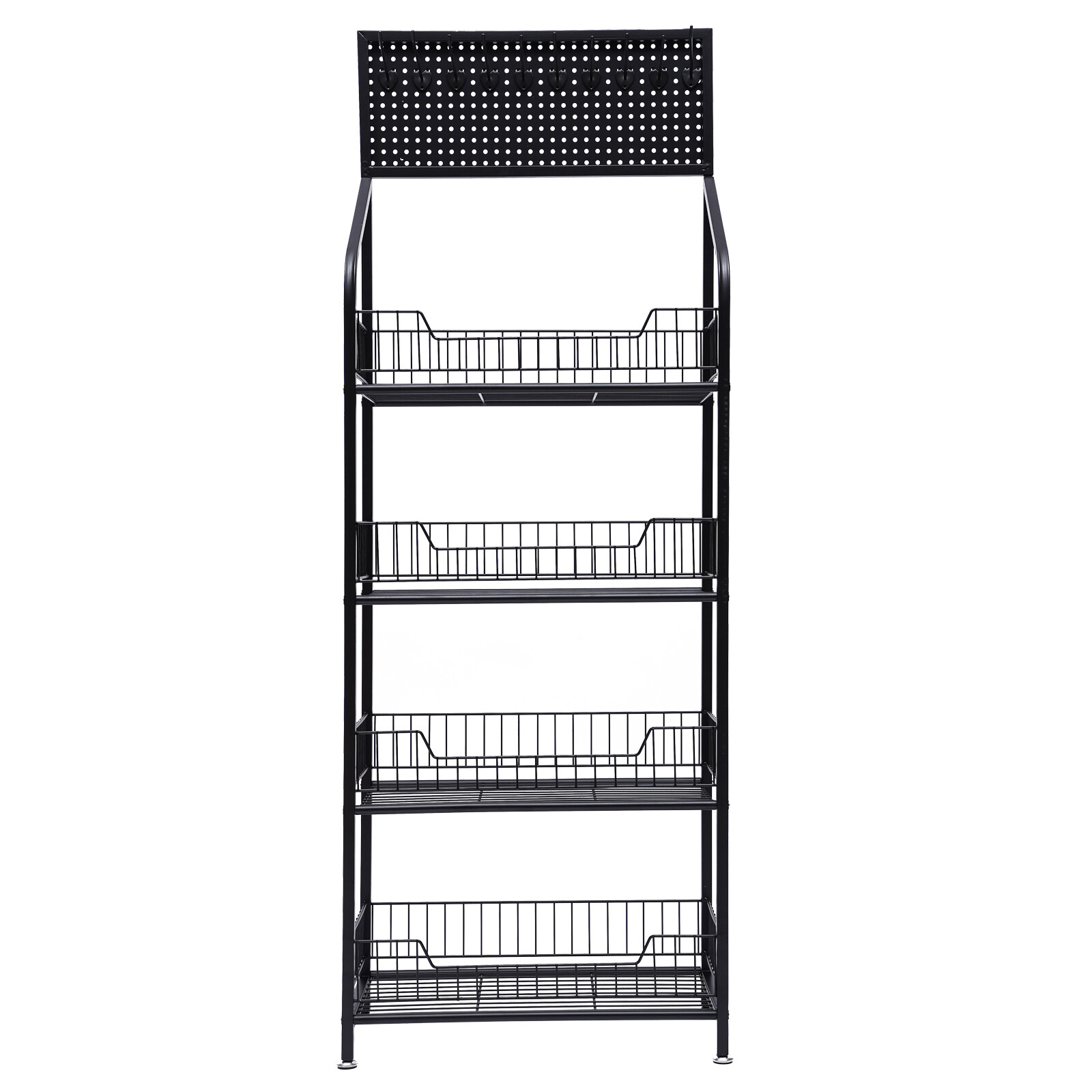 4-Tier Metal Baker's Rack With Locking Wheels, Wine Rack & 5 Hooks