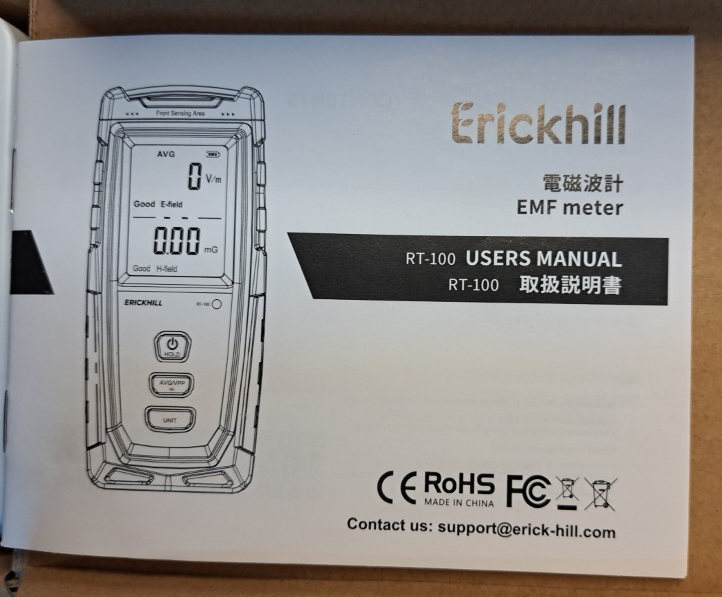 Erickhill EMF Tester RT-100 Electromagnetic Radiation Tester New