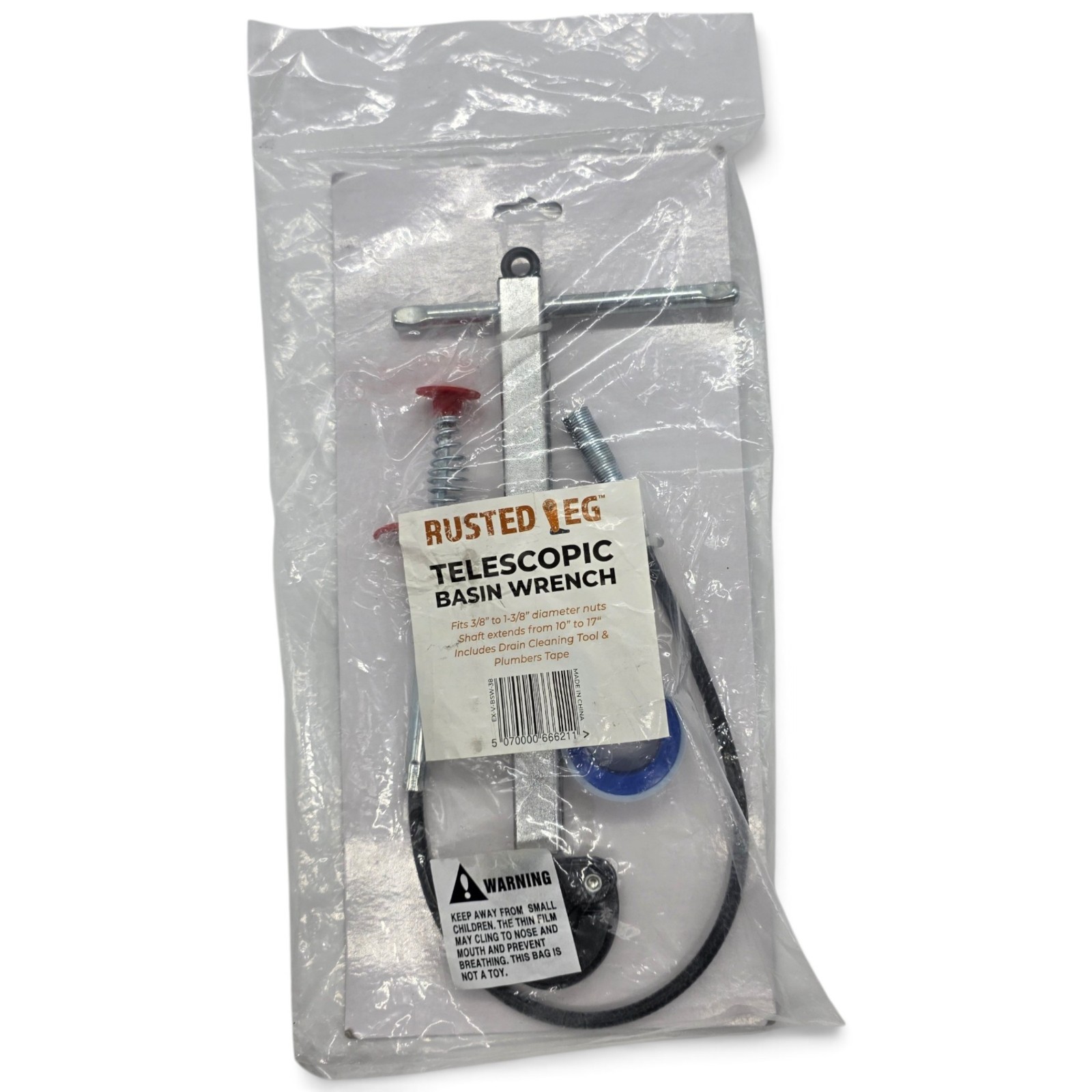 Rusted Leg Telescopic Basin Wrench 3/8" to 1-3/8" Diameter Nuts Extends 10"-17"