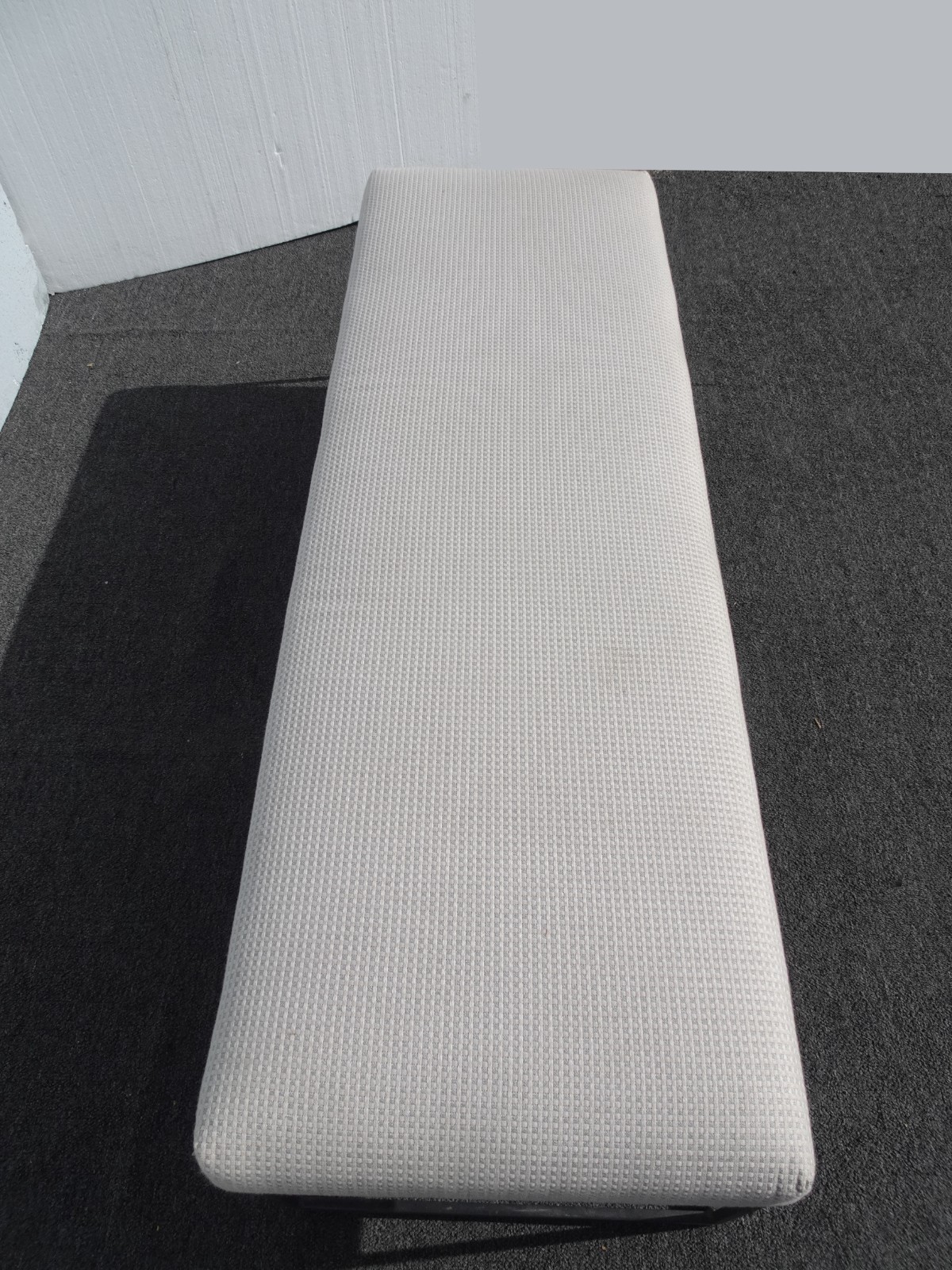 Modern White Bed Side Bench with Iron Base & Designer Fabric