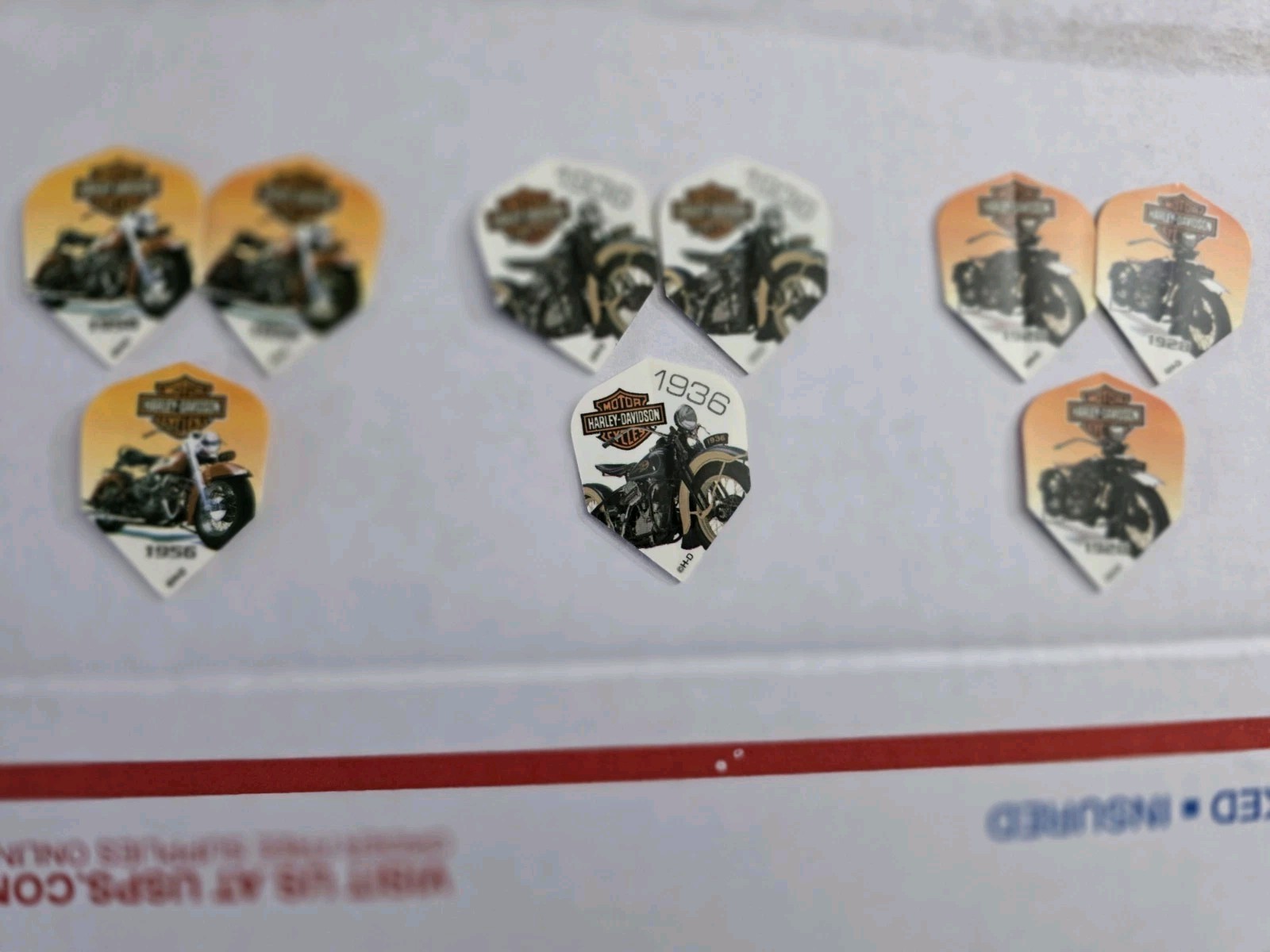 Harley Davidson 2-Sided Flag Dart Flights 3 Sets Of 3 Motorcycle 1928 1936 1956
