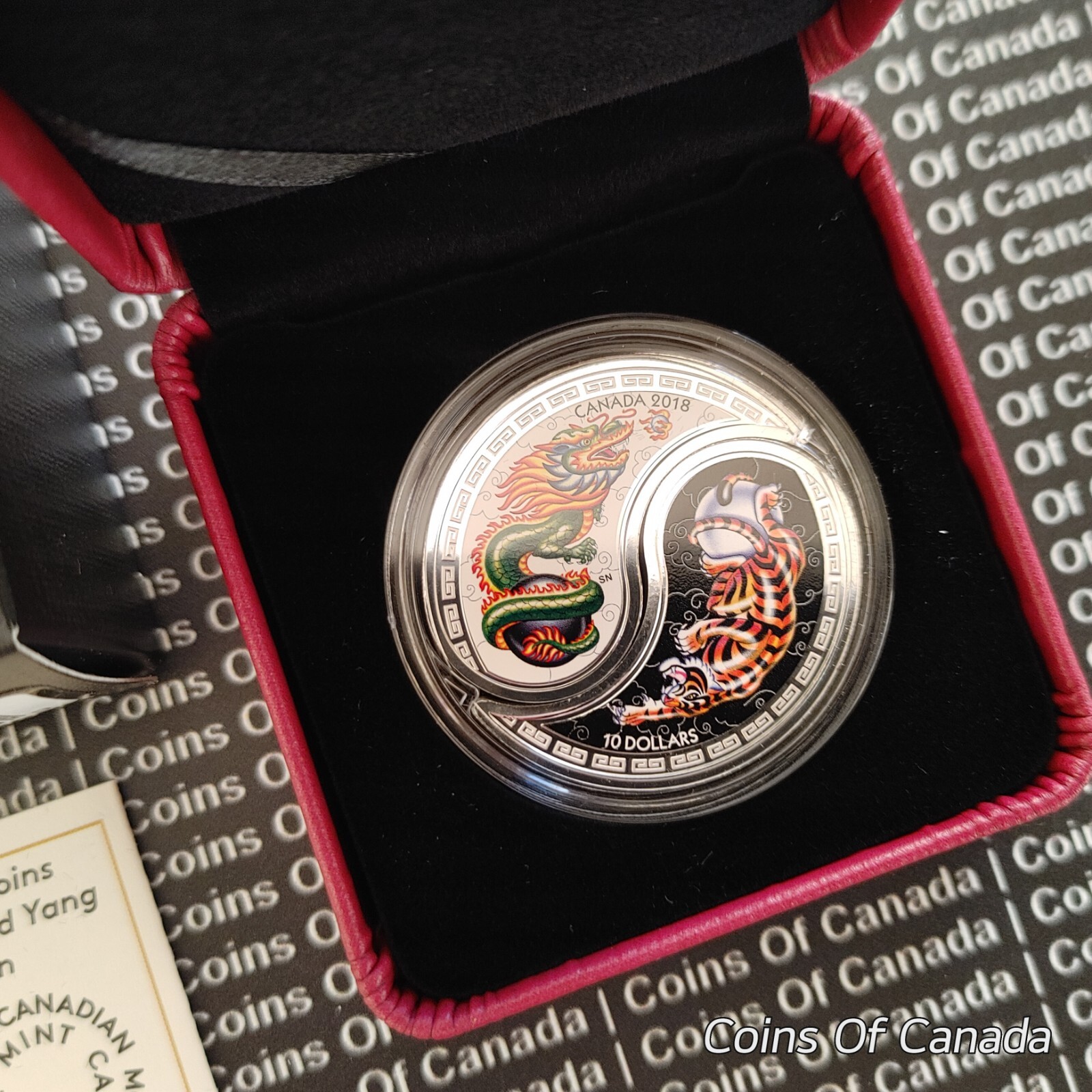 2018 Canada $10 Silver Coin Black White Yin + Yang Tiger + Dragon #coinsofcanada