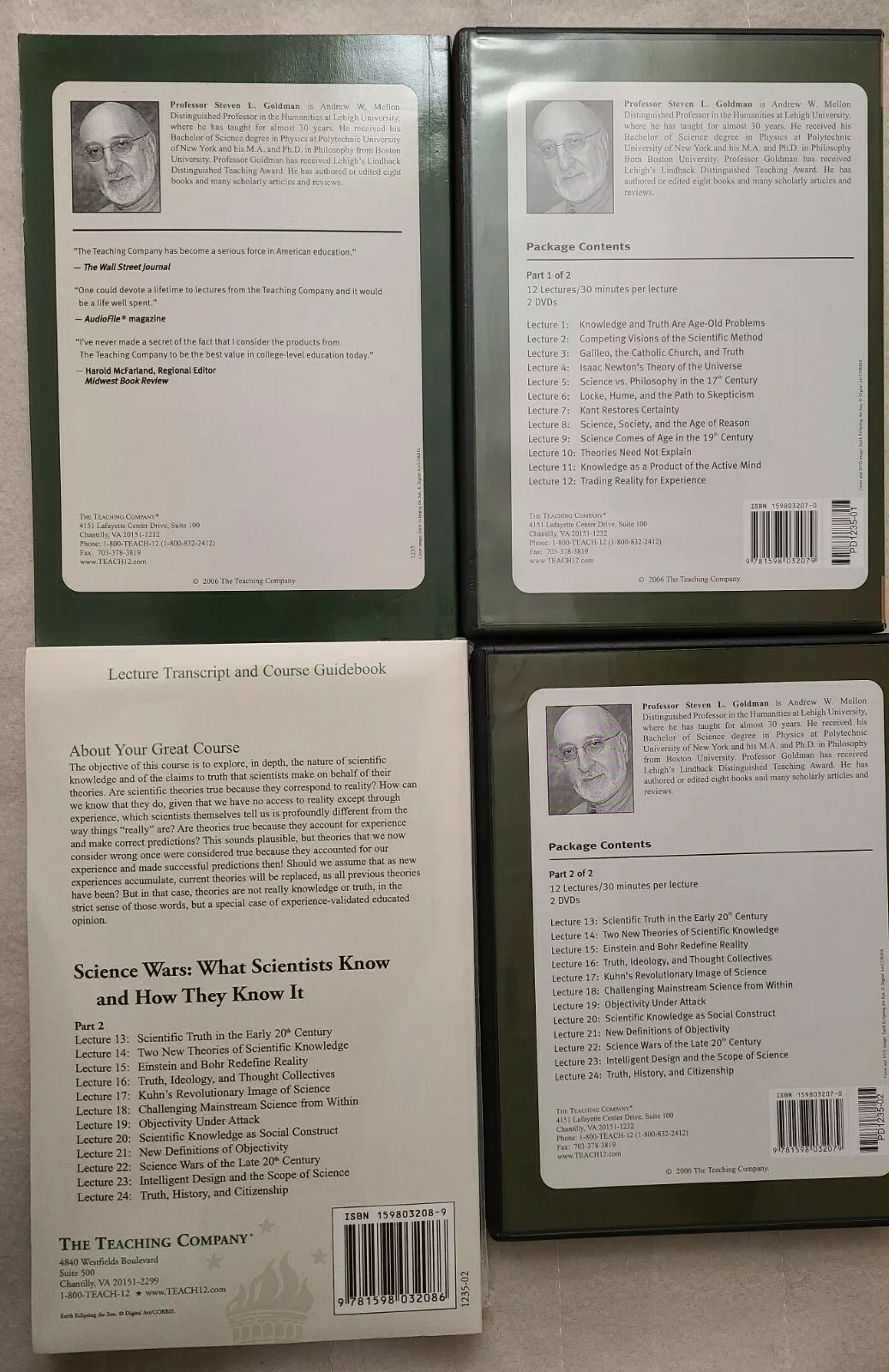 Great Courses Science Wars What Scientists Know 4 DVD Set Guidebook Transcripts