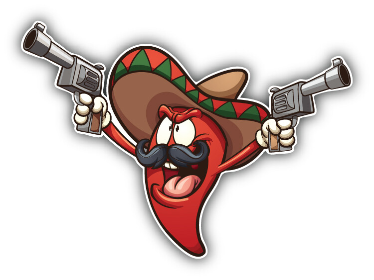 Mexican Chili Pepper Bandit Car Bumper Sticker Decal