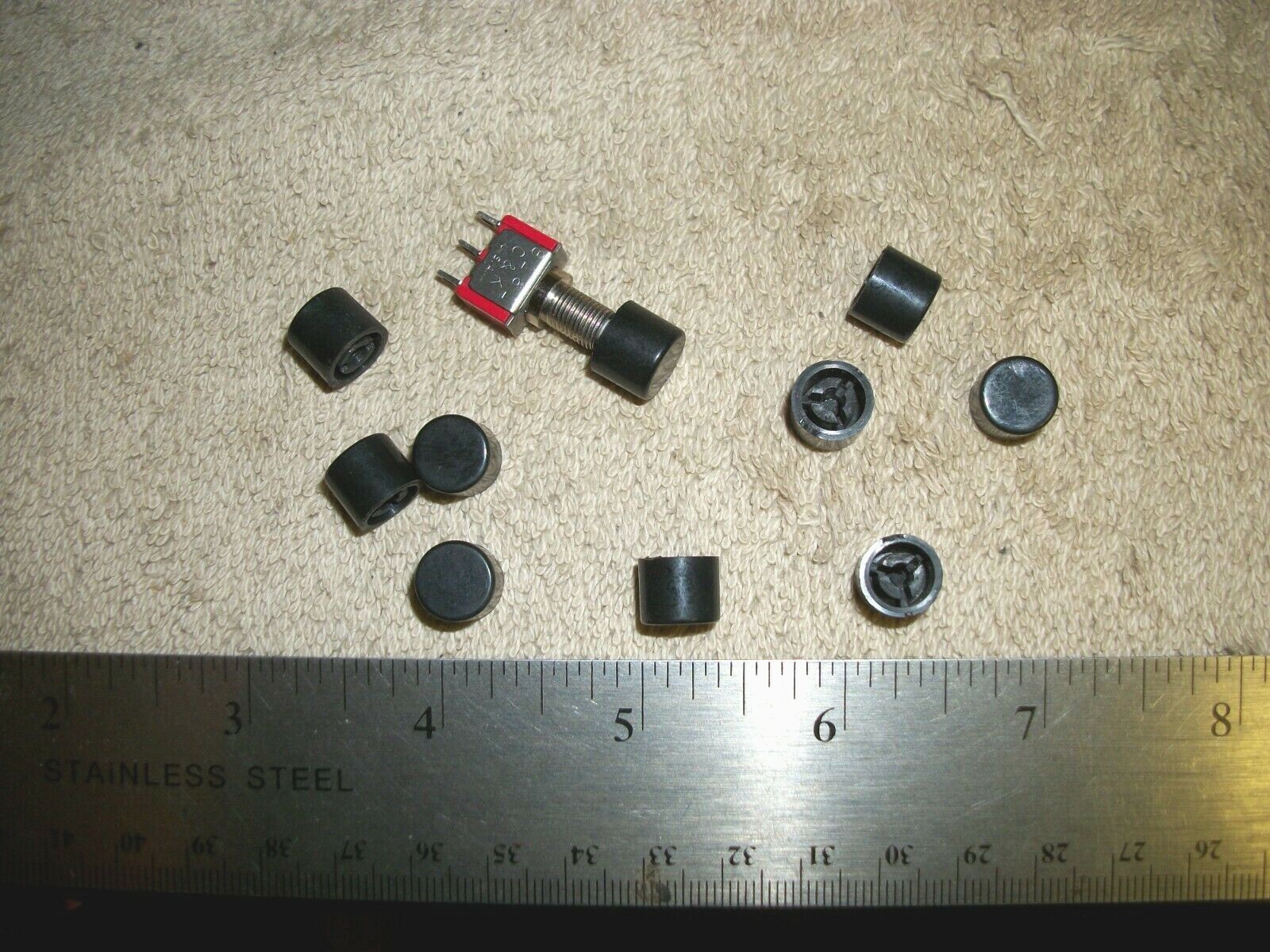 LOT OF BLACK PLASTIC BUTTONS FOR MINI  PUSHBUTTON SWITCHES S