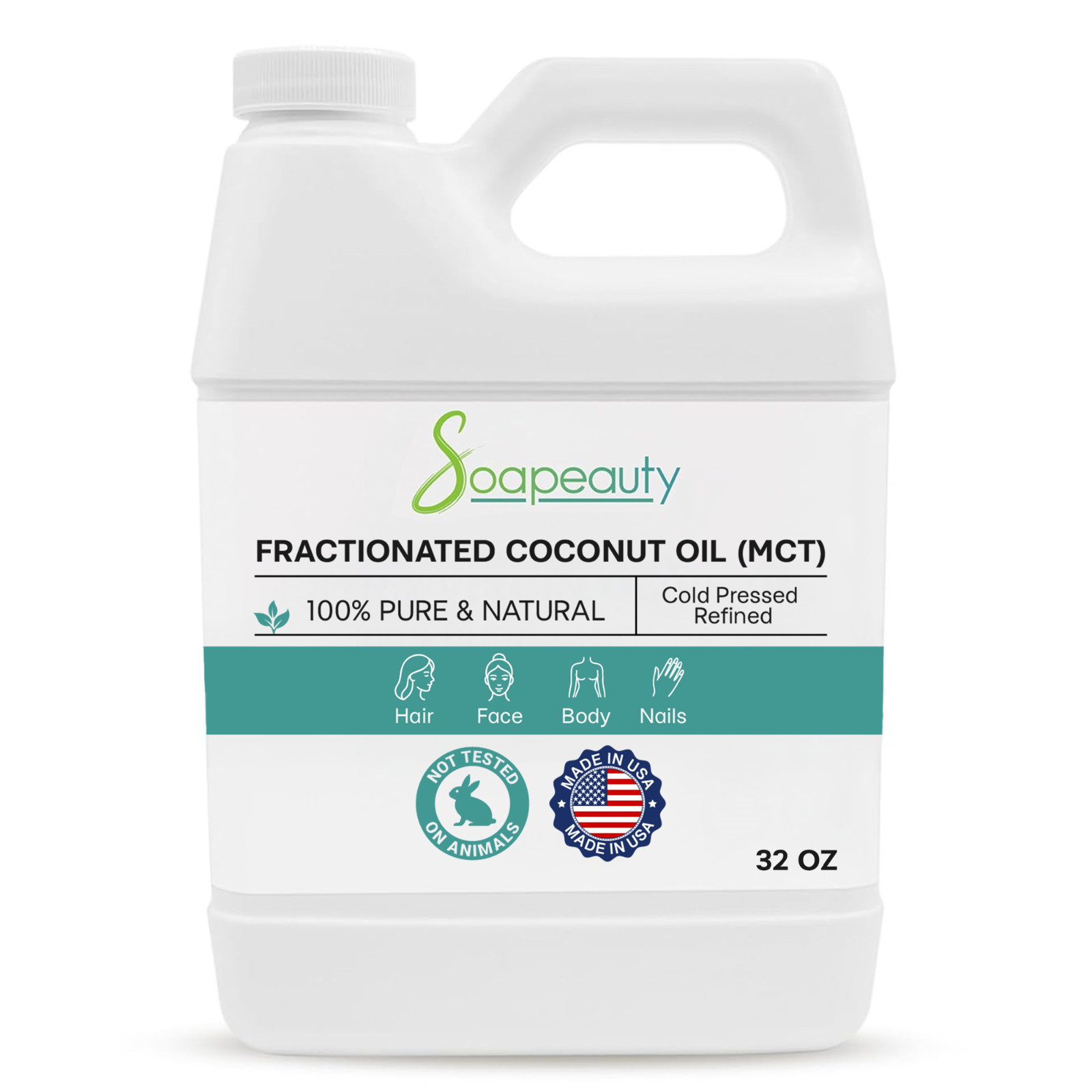 Fractionated Coconut Oil 100% Pure & Natural Cold Pressed Premium 32 fl oz