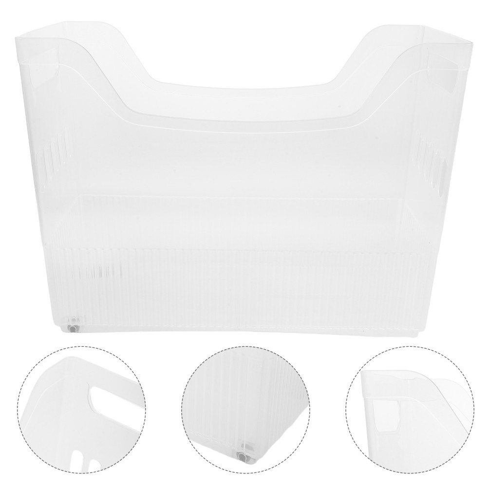 Clear File Box with Handle Wheels Paper Organizer for Desk Storage