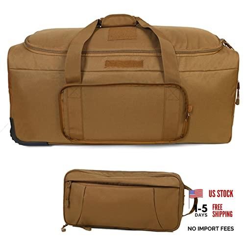 Duffel Bag Wheels Rolling Deployment - Heavy Coyote Military Suitcase