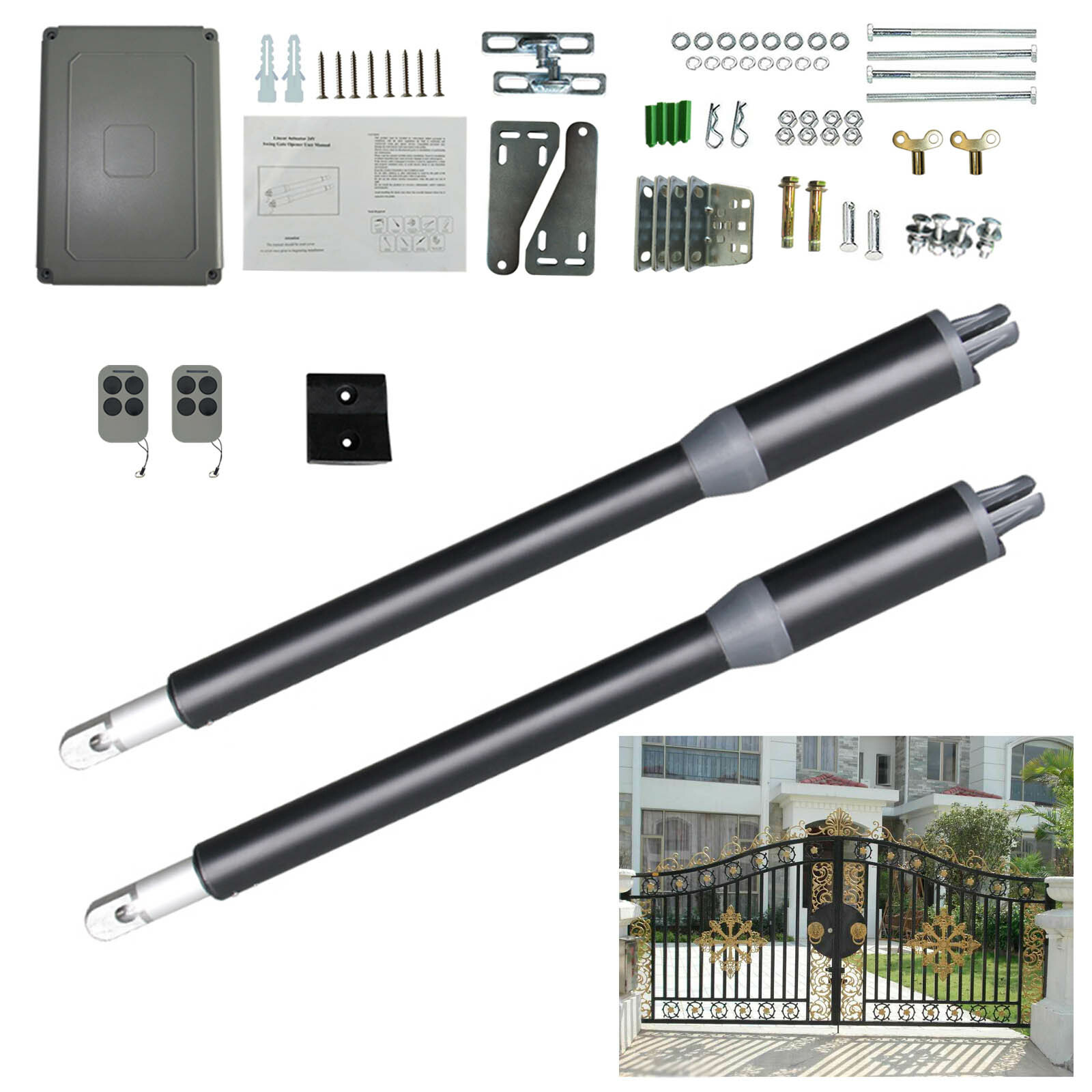 Automatic Gate Opener Single/Dual Swing Gate Opener Kit up to 662lbs with Remote
