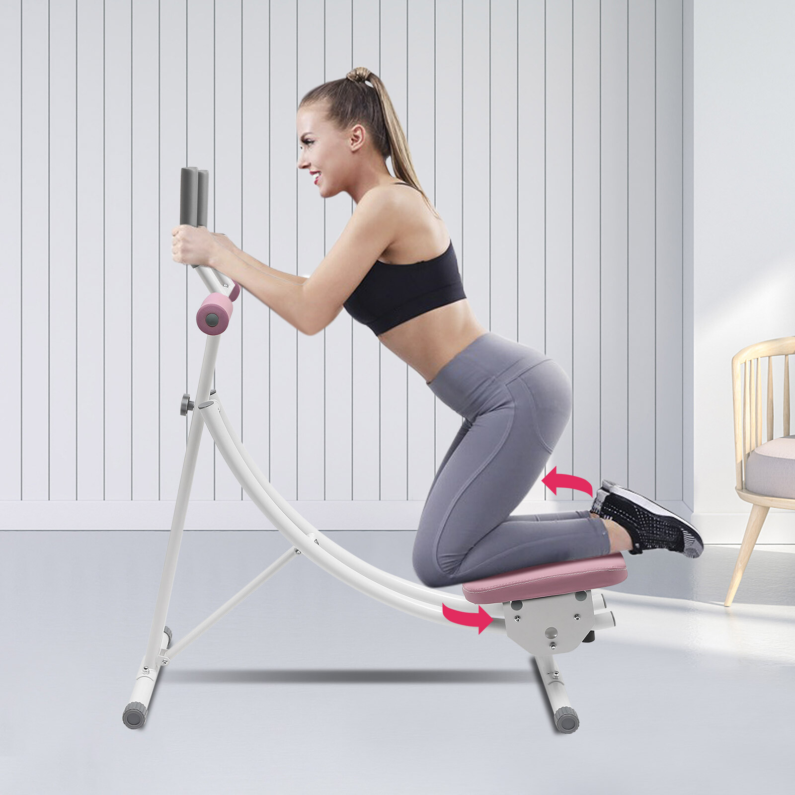 Ab Machine Coaster Abdominal Crunch Trainer for Home Gym Bench Workout Equipment