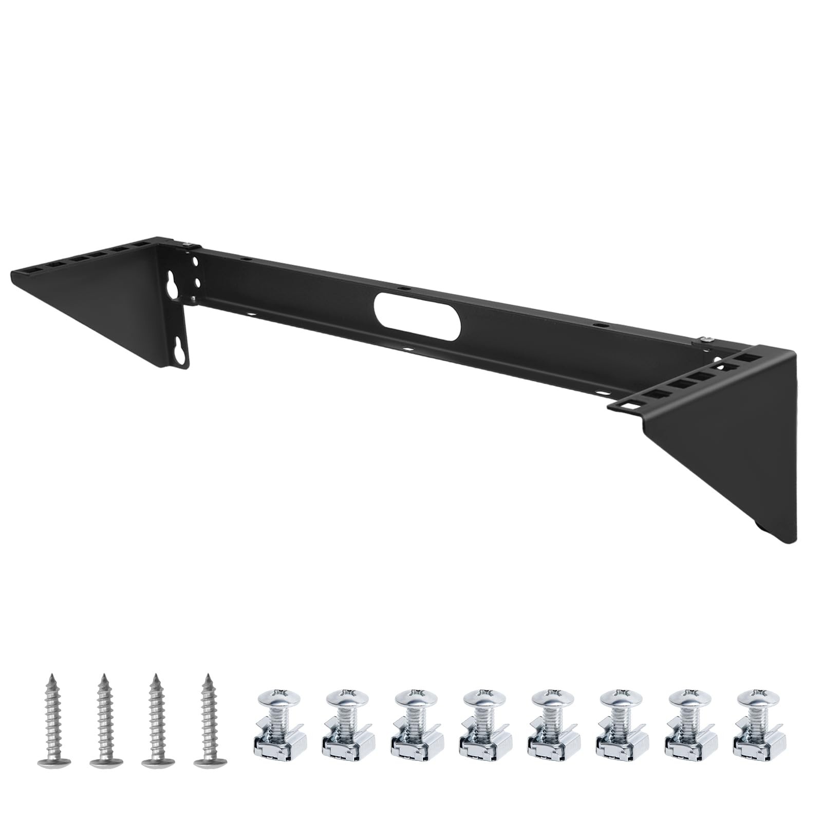 2U Hinged Wall Mount Patch Panel Bracket Vertical Rack for 19-inch Equipment