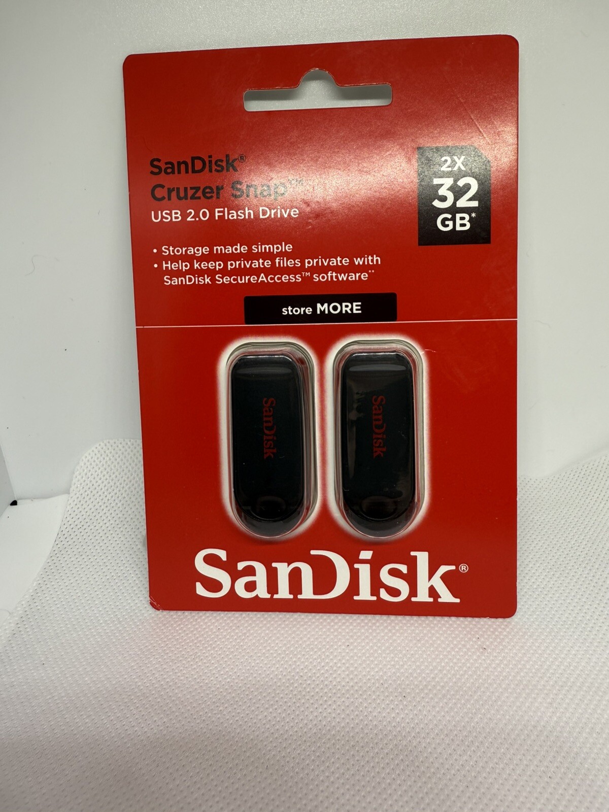 SanDisk Cruzer Snap 32GB USB 2.0 Flash Drive (2PK) Retractable Buy More & Save