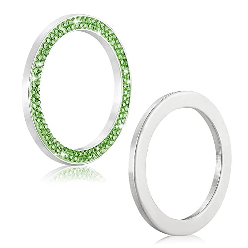 Light Green Bling Car Engine Start Button Cover - 2 Pieces - Ignition Ring