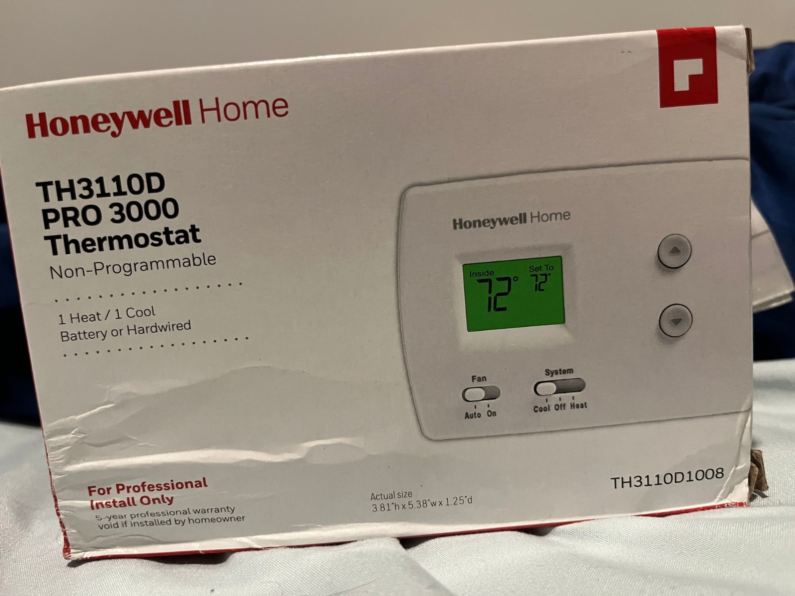 Honeywell TH3110D1008 Pro Non-Programmable Digital Thermostat, White