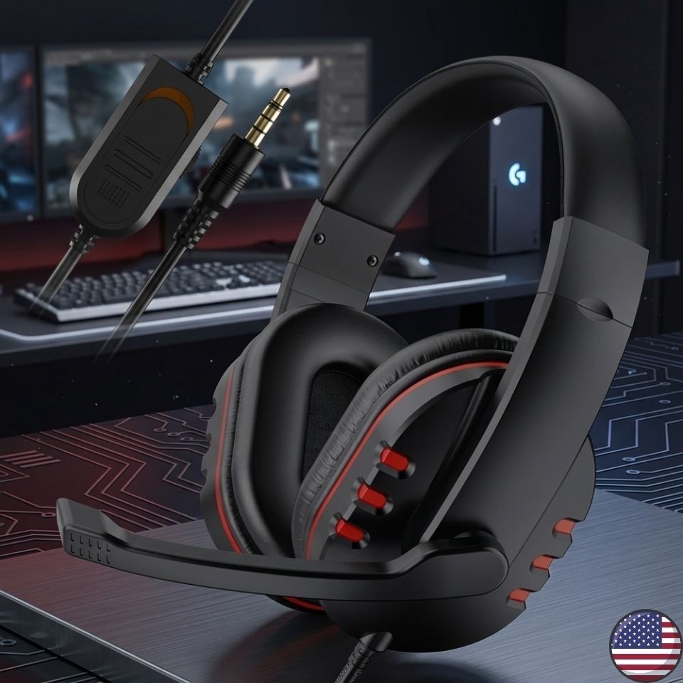 Wired Gaming Headset 3.5mm Headphones Noise Cancelling Mic For PS4 PS5 Xbox PC