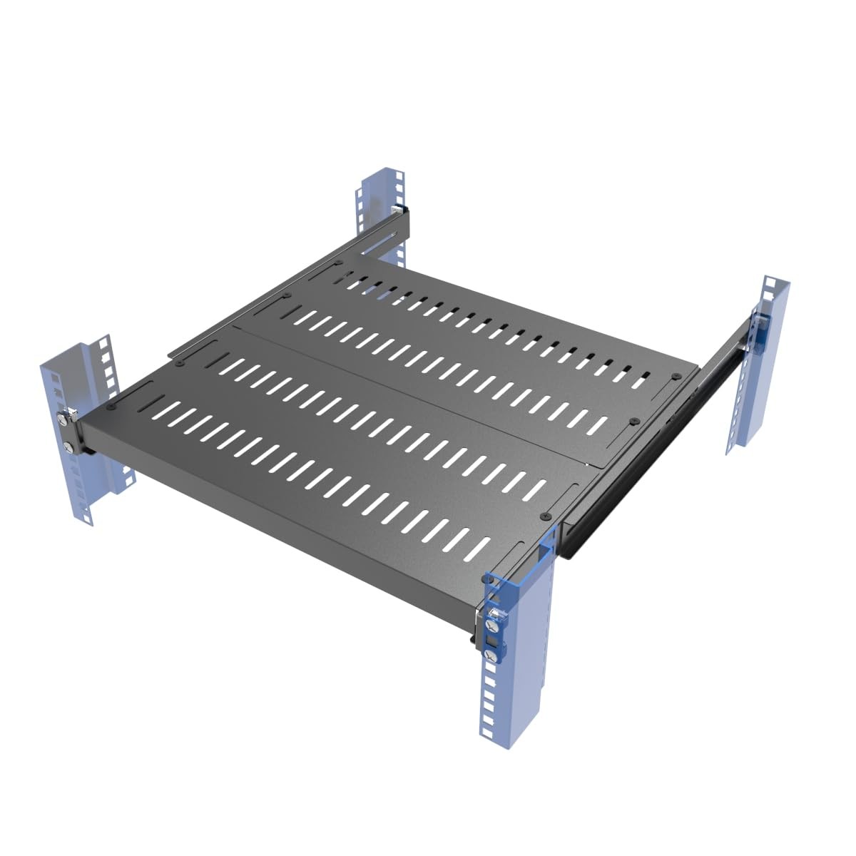 1U Vented 4-Post Adjustable Server Shelf- Universal Tray 16.5-29" Adjustable