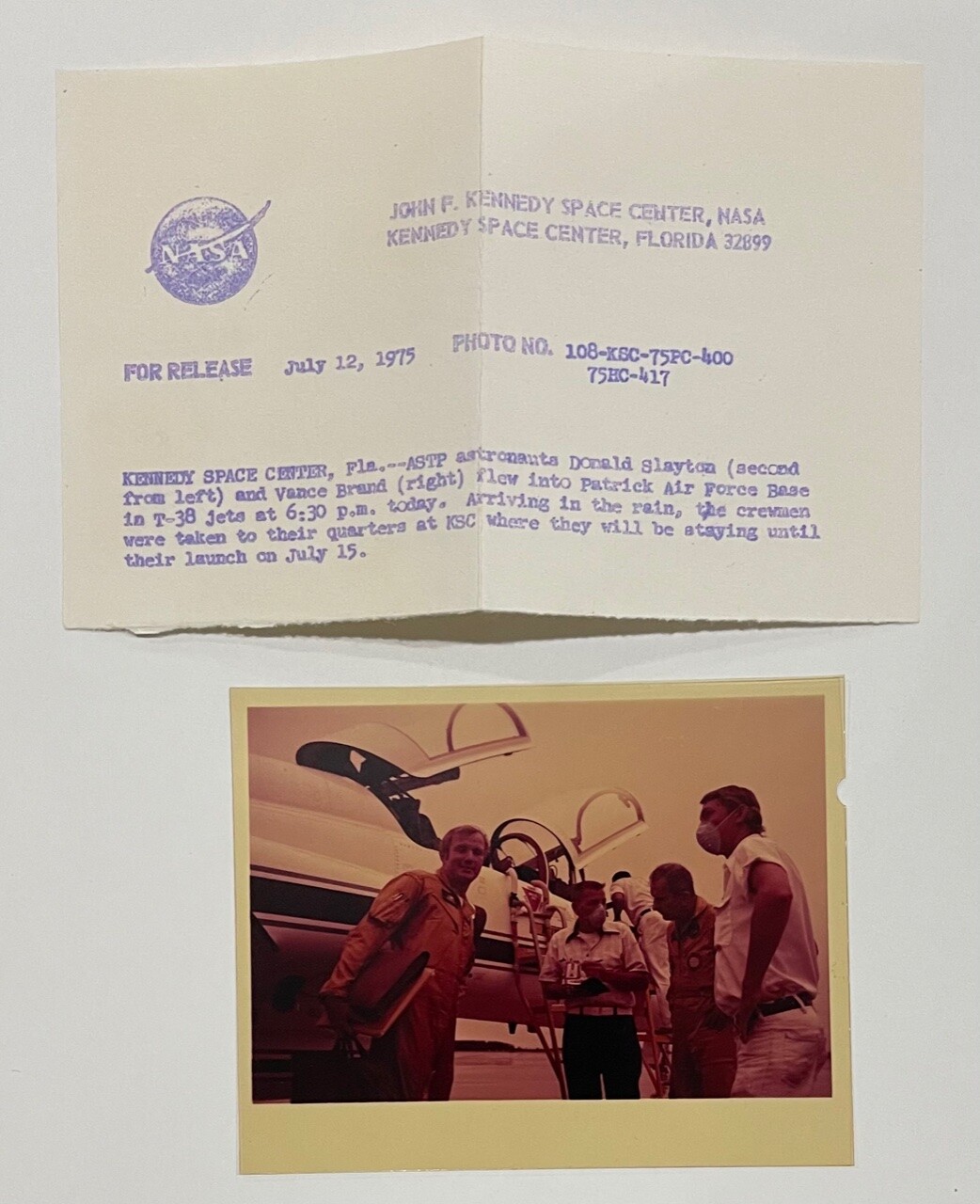 PROJECT SKYLAB SLAYTON & BRAND CANDID NASA SPECIAL INTEREST TRANSPARENCY