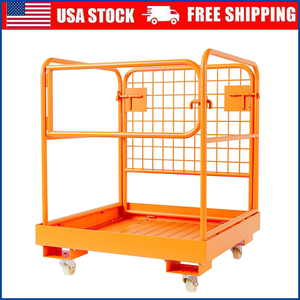 Forklift Safety Cage 36"x36" Man Basket with Guardrail 1200 lbs for 1-3 People