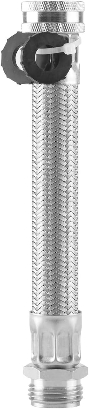 Short Garden Hose Extension, Heavy-Duty Hose, Maximum Bend 7.5 Inch, Silvery