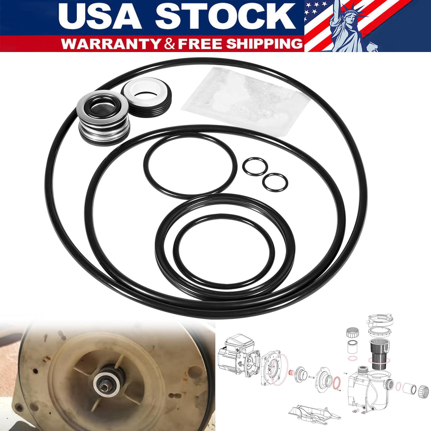 For Pentair SuperFlo SuperMax Kit 78 Pool Pump Gasket Seal O-Ring Rebuild Kit