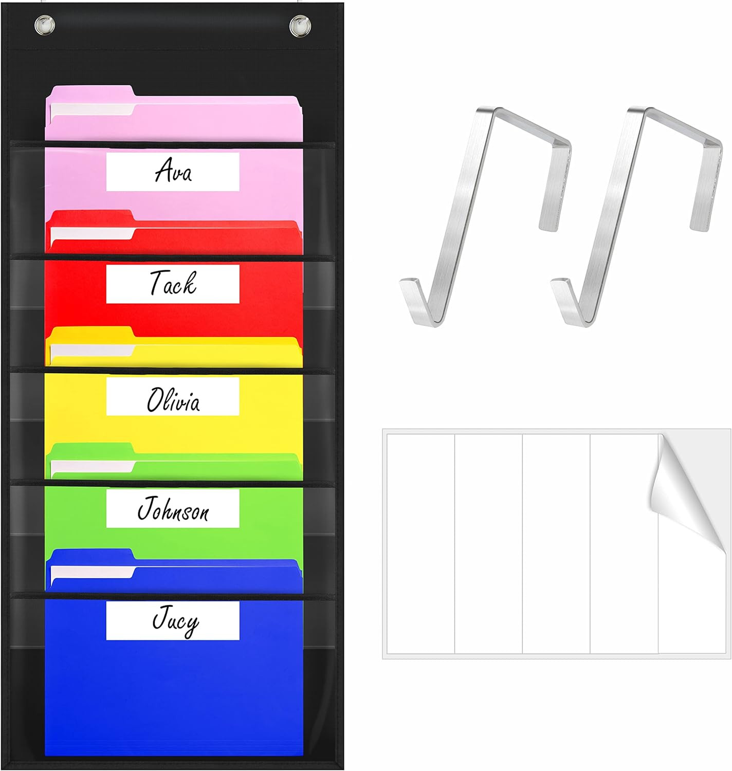 Storage Pocket Chart, Heavy Duty Wall File Organization Folder with 5 Clear File
