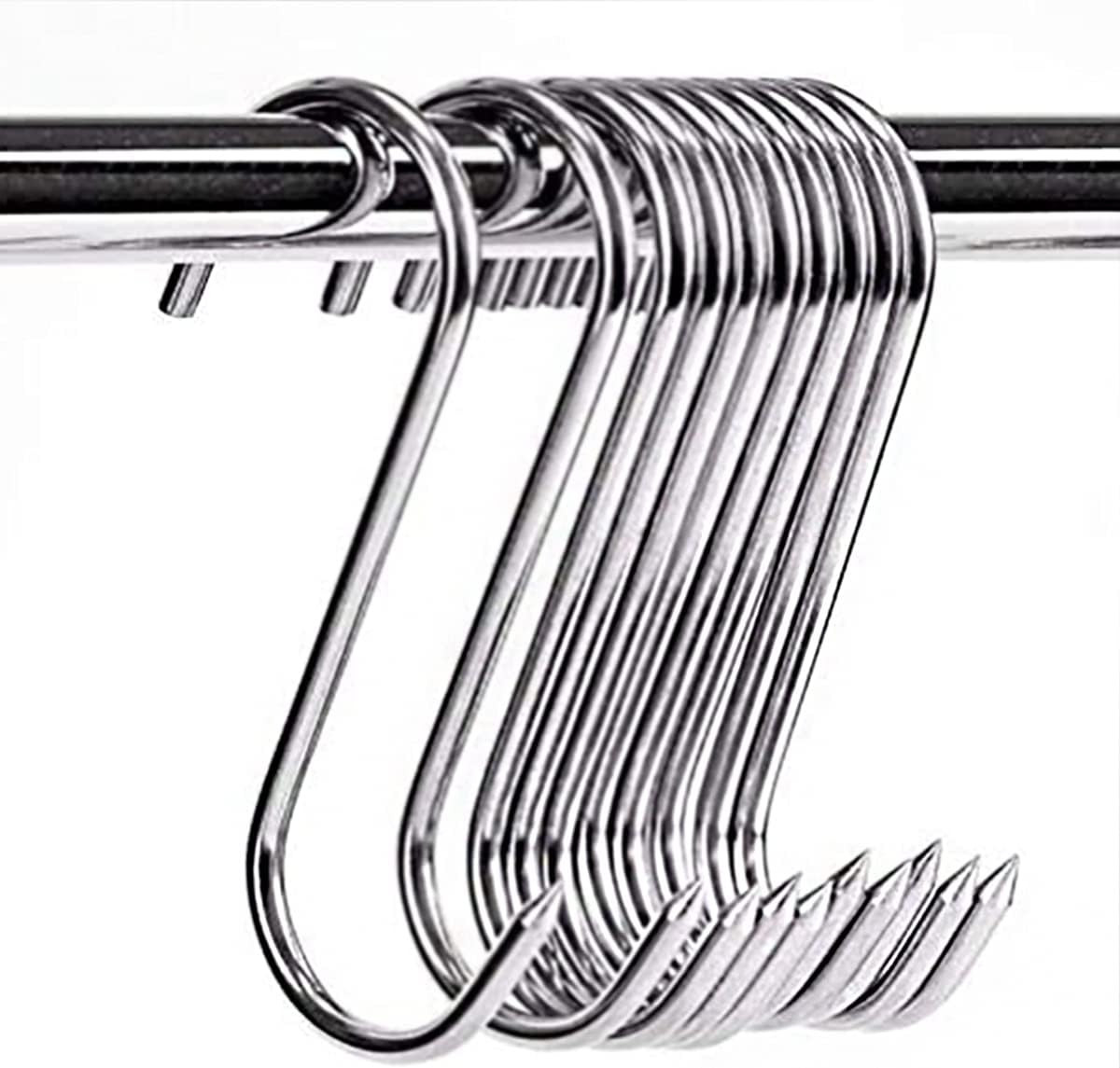 Meat Hooks 4'' 4mm, SUS304 Stainless Steel Butcher's Hook(10Pack), Meat Hook for