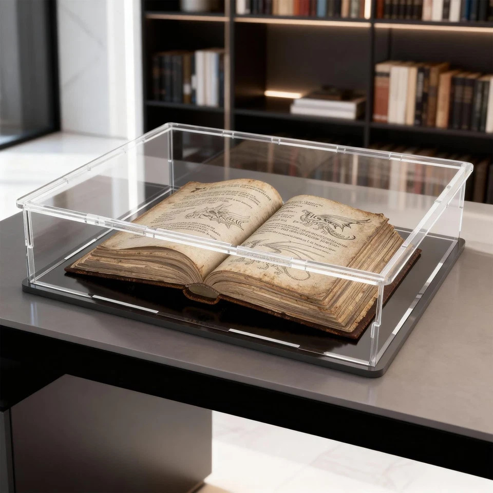 Book Display Case Clear Book Protector Case, Acrylic Display Cover Case for B...