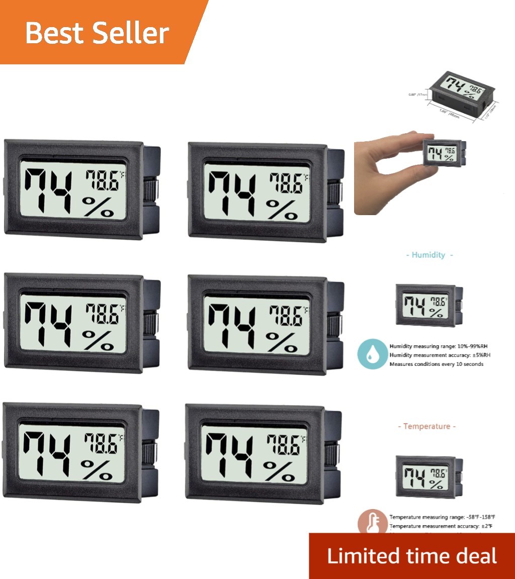 Efficient 6 Pack Digital Thermometers - Perfect Mini Size for Organizing Spaces