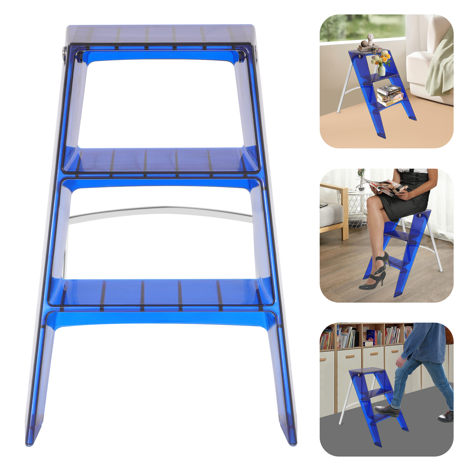3 Step Ladder Folding Step Stool Modern Folding Step Stool for Adults 44*52*63cm