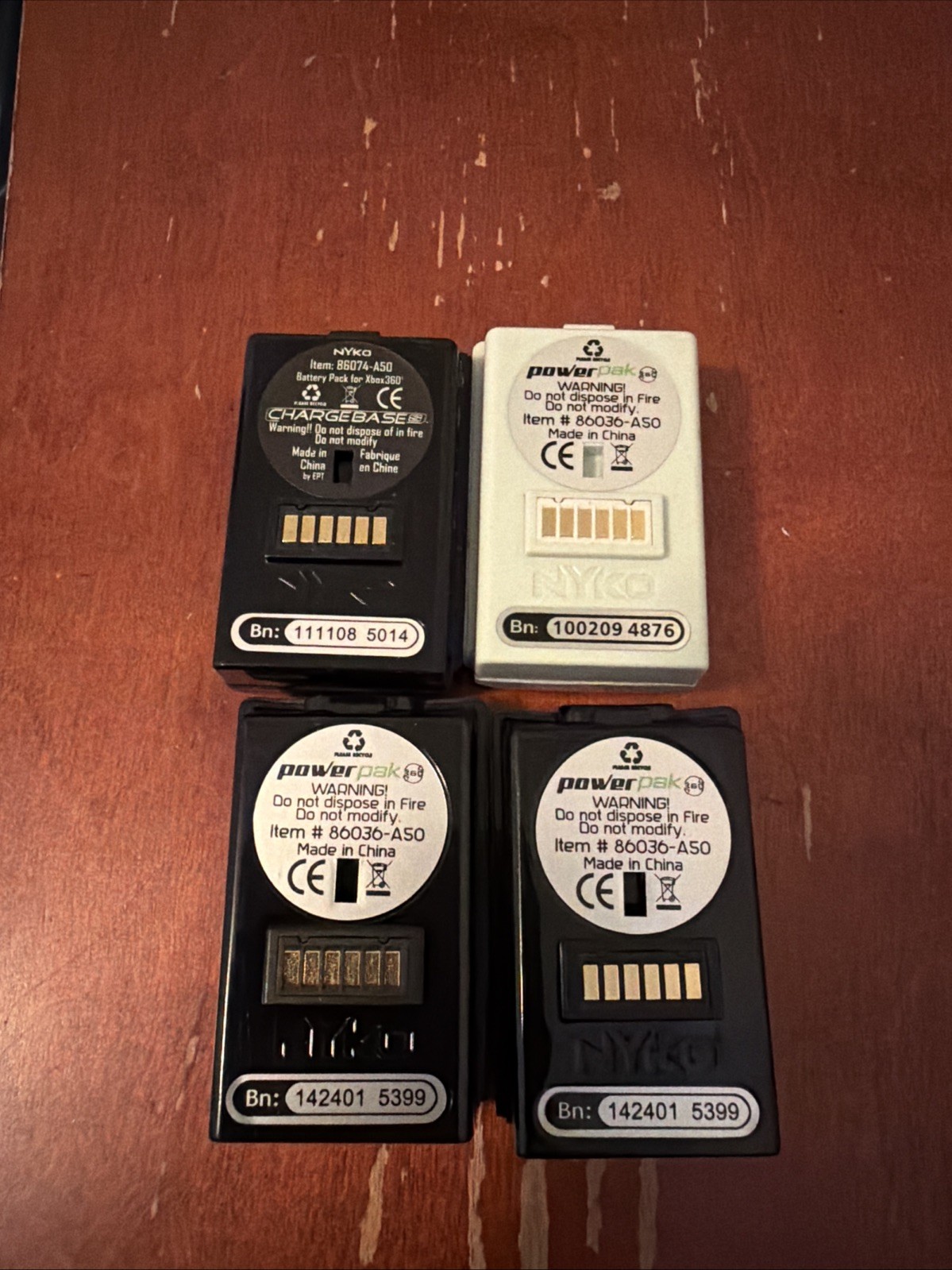 Lot of 4 Untested Microsoft Xbox 360 Black Rechargeable Battery Pack NYKO As-Is