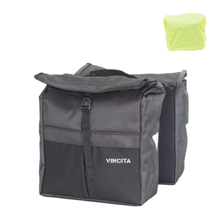 Top Load Double Pannier Water Resistant Cycling Side Bags - with Rain Cover
