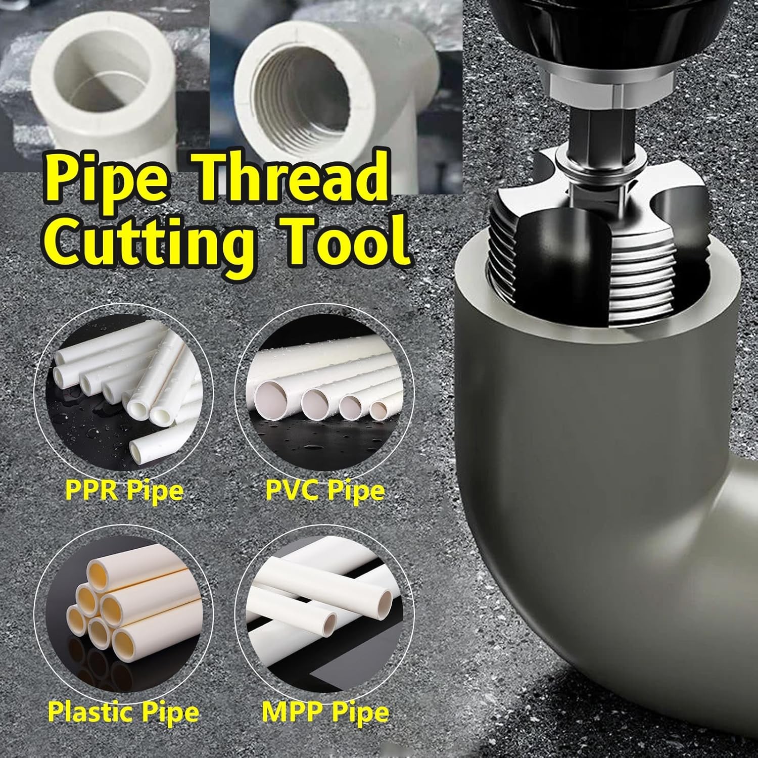 Integrated Internal & External Pipe Threading-Tool PVC Pipe Threader Cutting Kit