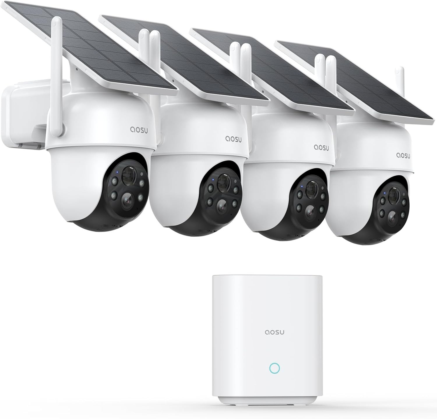AOSU Solar Security Cameras Outdoor Wireless, 4 Cam-Kit, 2K Color Night Vision