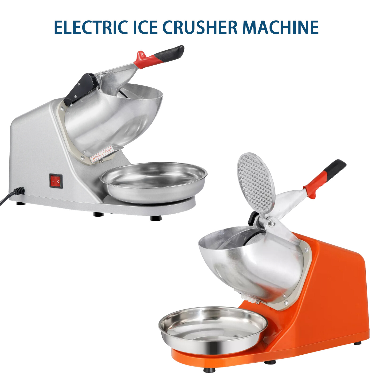 Electric Ice Shaving Machine Ice Crusher Snow Cone Maker for Home Orange/Silver