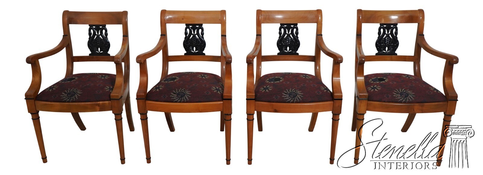 LF63112EC: Set of 4 Neoclassical Swan Carved Back Armchairs