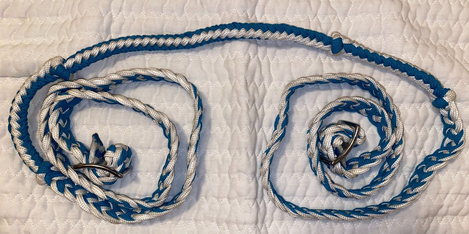 NEW 8' TURQUOISE 1'' WIDE PARACORD CONTEST BARREL LOOP REINS 96''