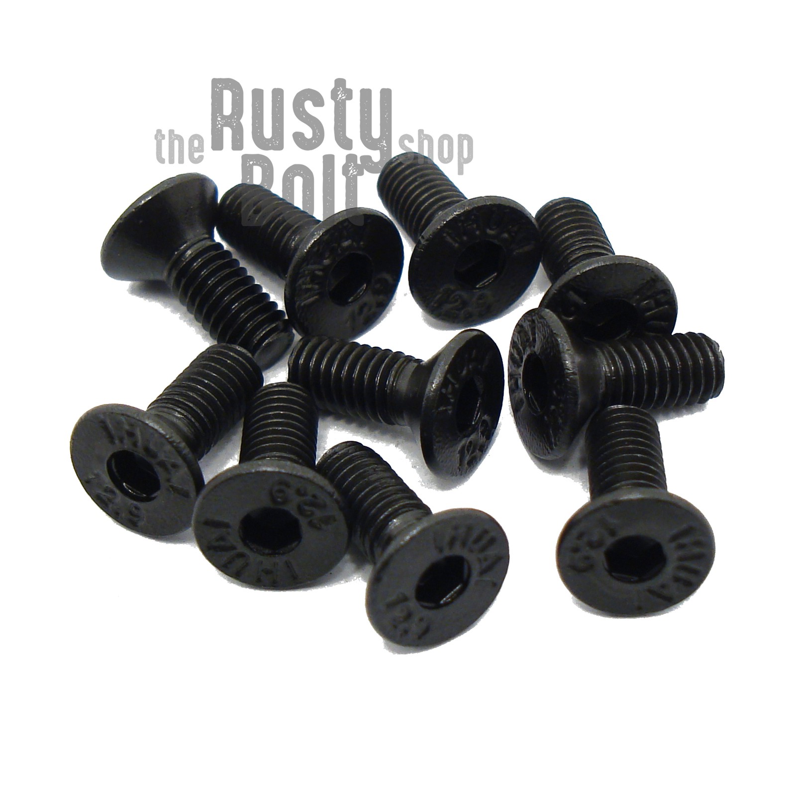 M3 x 8mm, Socket Flat Head Screws, 12.9 Steel, Black Oxide, Countersunk