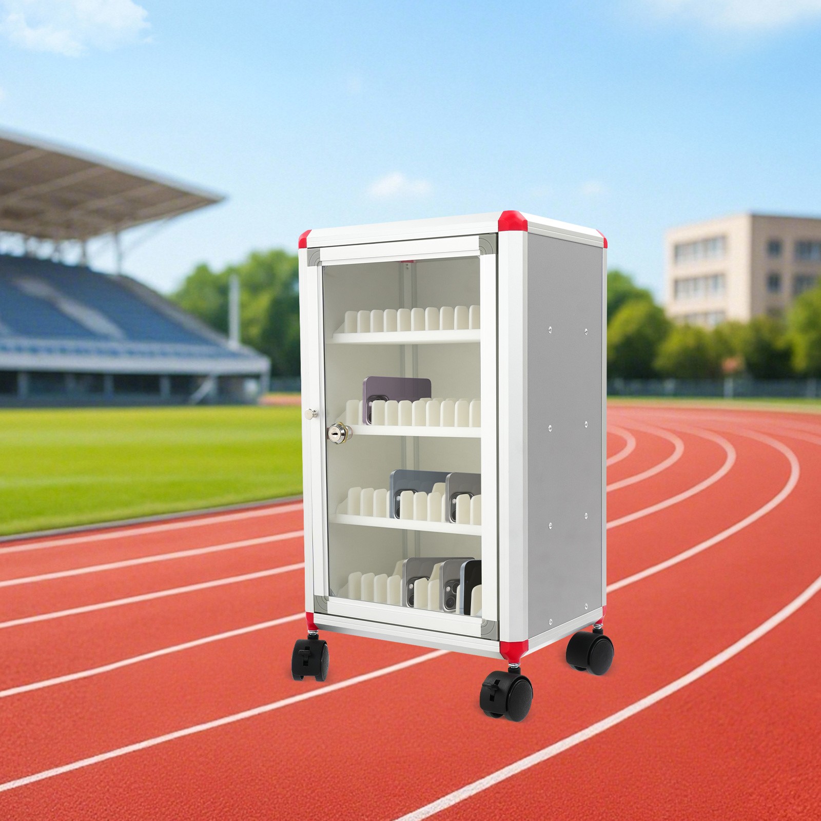 48 Slots Mobile Phone Storage Cabinet with Wheels Portable Cell Phone Locker