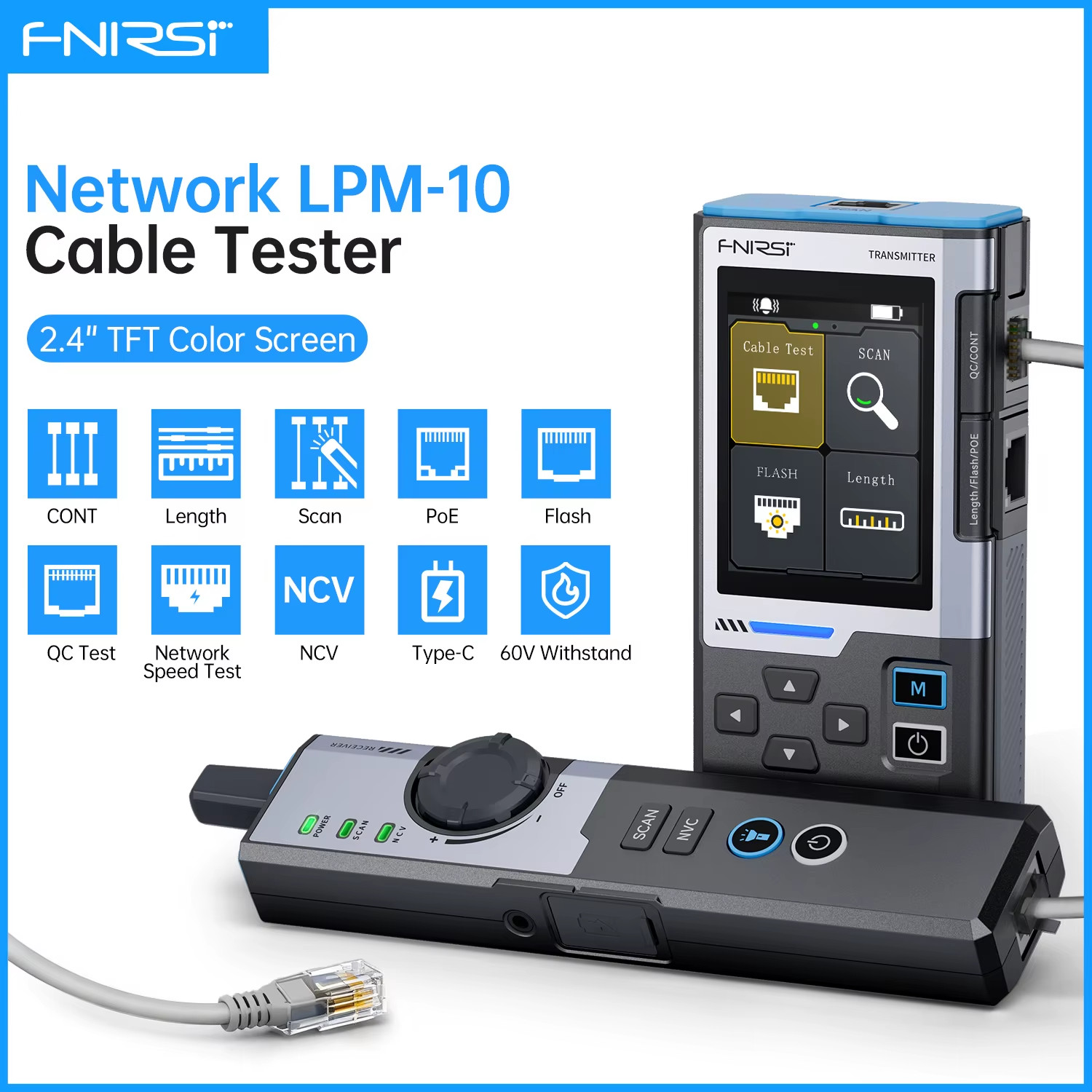 LPM-10A Network Cable Tester Multifunction Line Finder with RJ45 RJ11 Port Flash