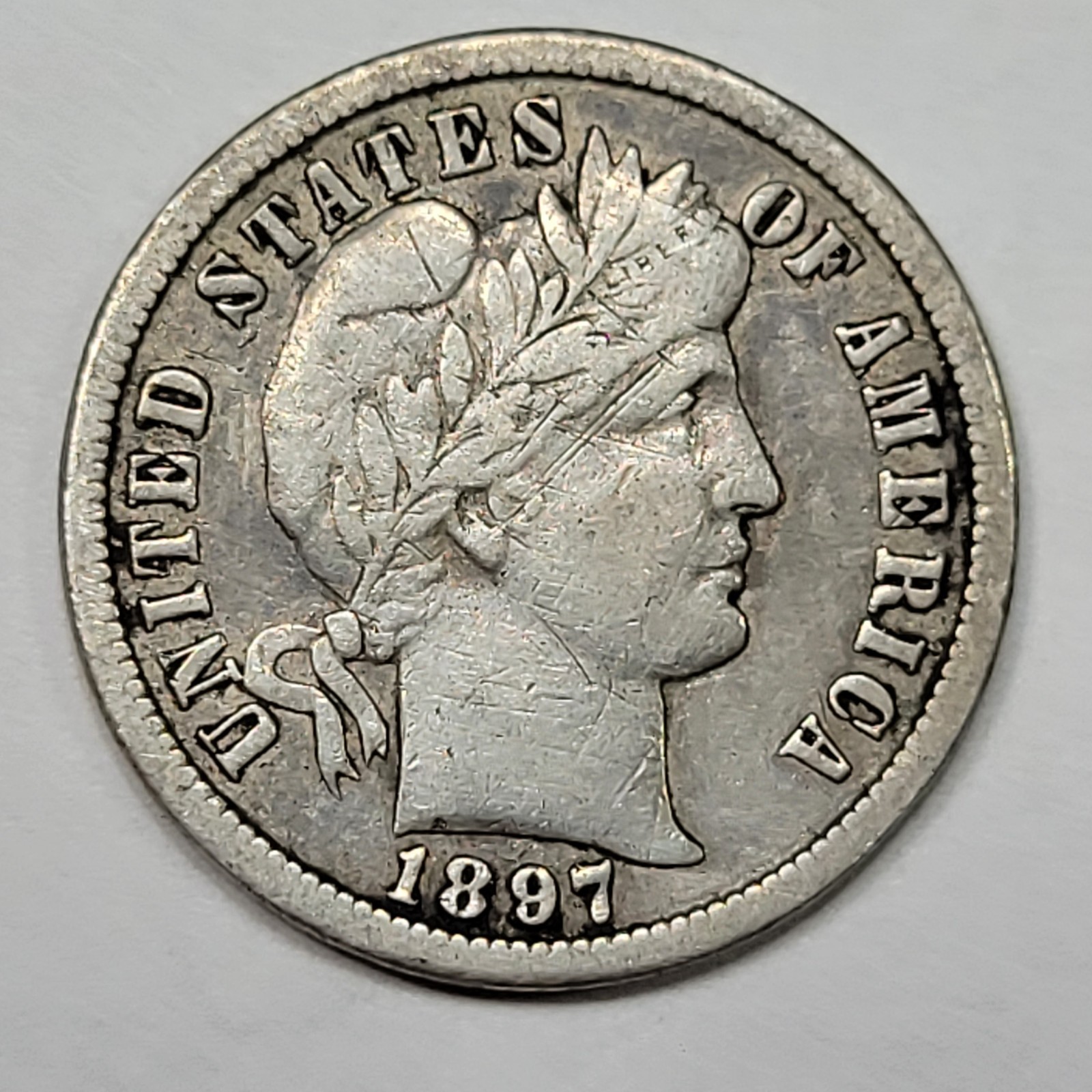 1897 O 10c Barber Dime KEY DATE New Orleans Amazing F/VF Circulated *T212