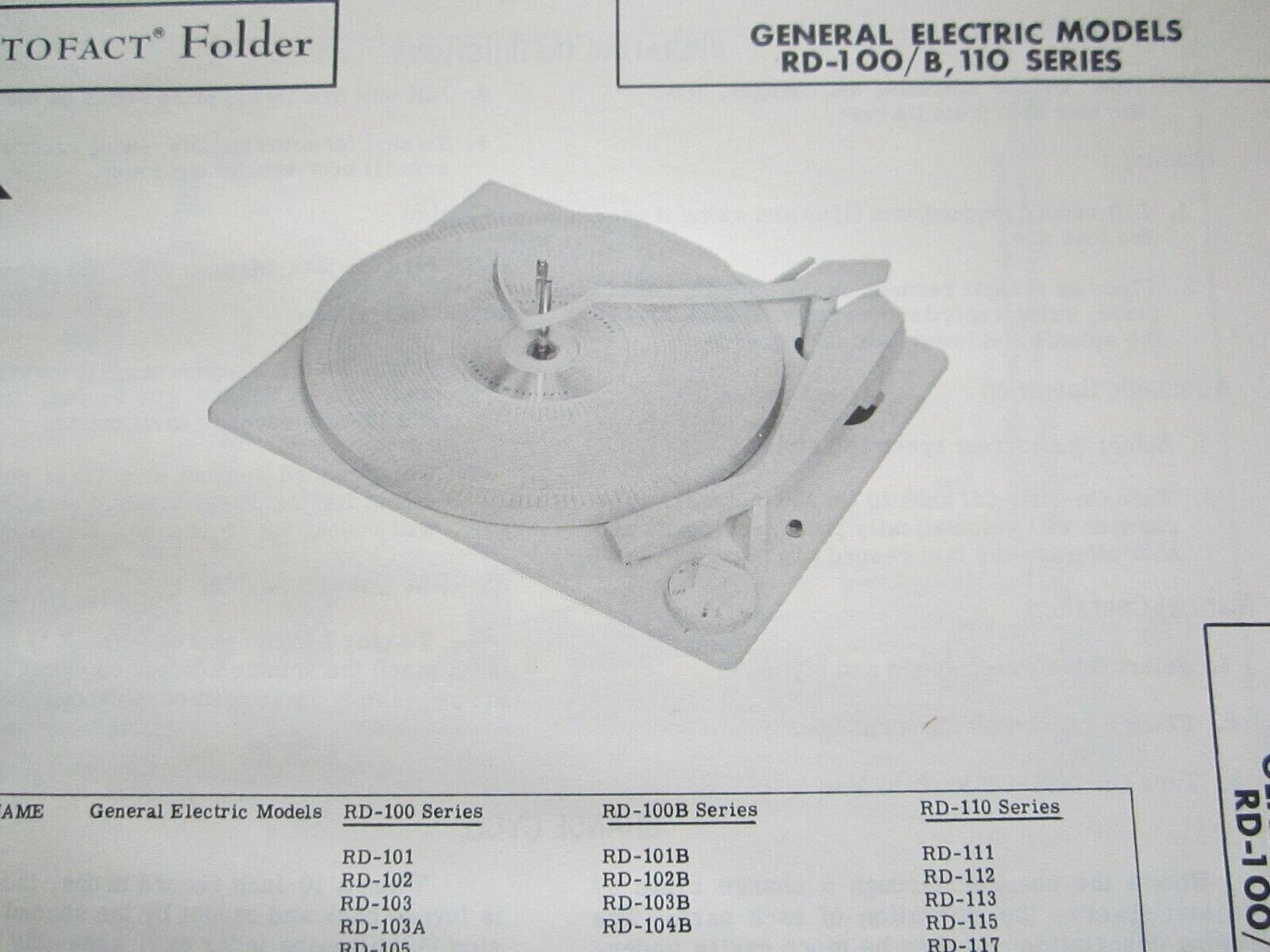 GENERAL ELECTRIC series RD-100, RD-100B, & RD-110 TURNTABLE PHOTOFACT