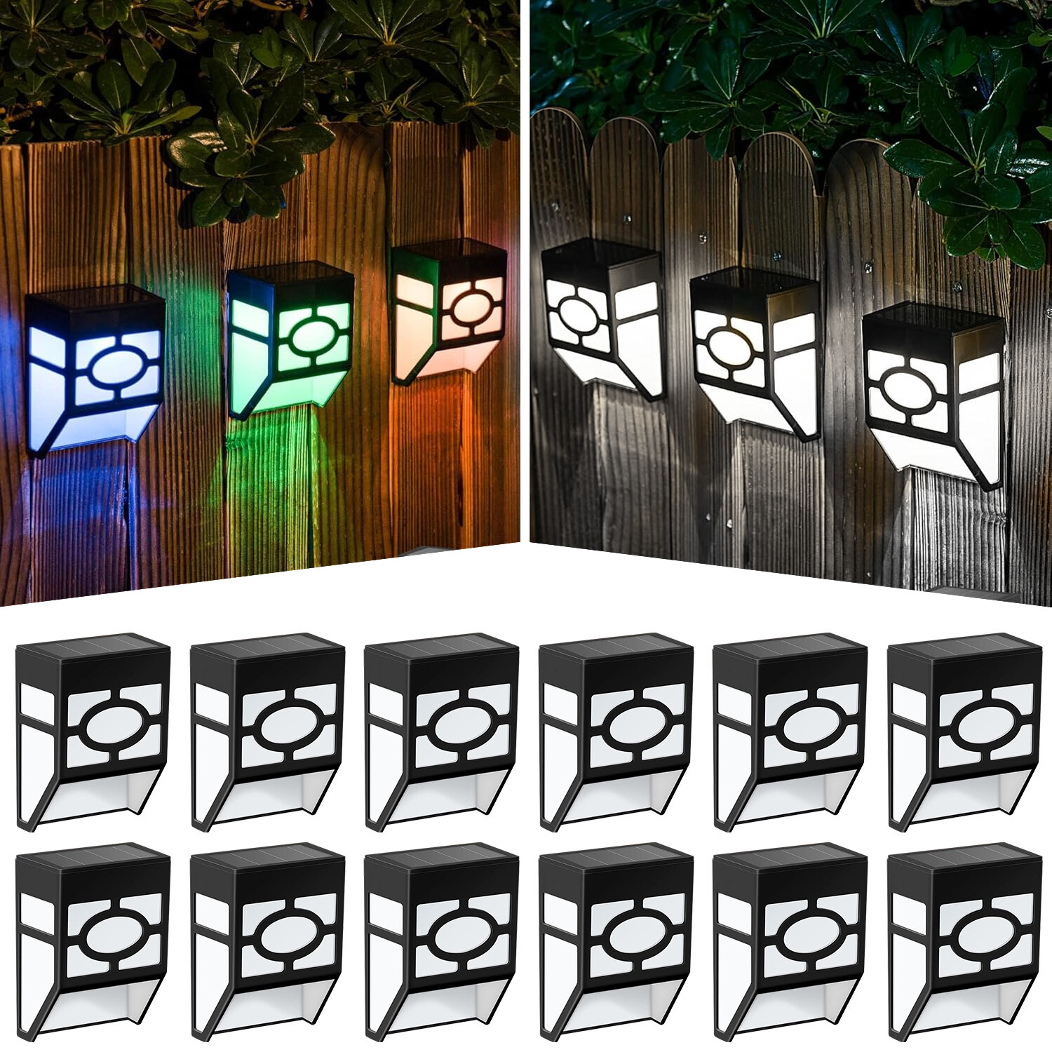 8 Colors LED Solar Deck Lights Outdoor Garden Yard Fence Wall Stair Decor Lamp