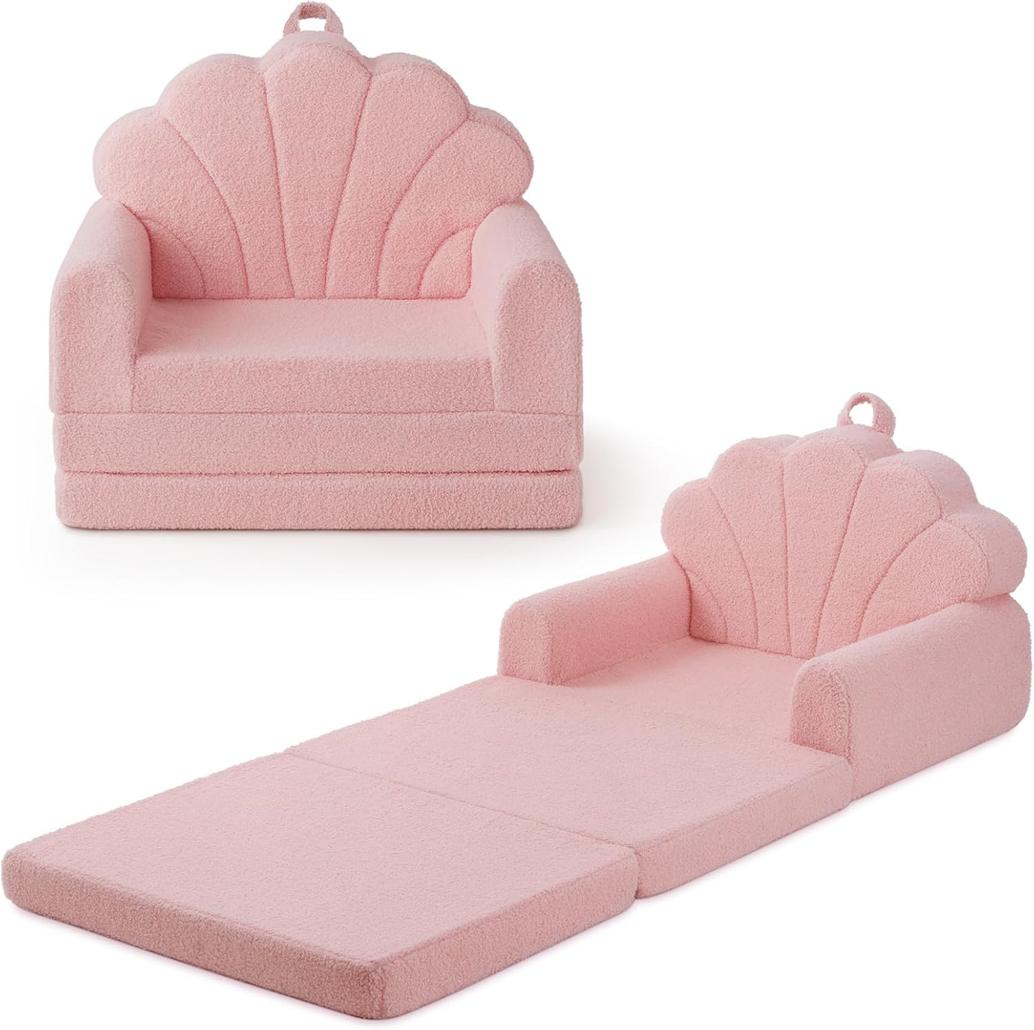 Kids Couch, 2-In-1 Soft Toddler Couch Fold Out, Toddler Chair Comfy, Convertible