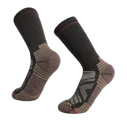 Merino Wool Hiking Sock for Men and Women, Casual Cushioned Large 1 Brown