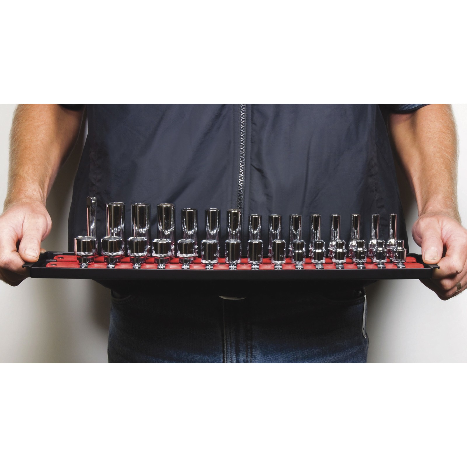 Ernst Manufacturing Socket Boss Organizer, 2 Rails, 3/8in.-Drive, Model# 8453