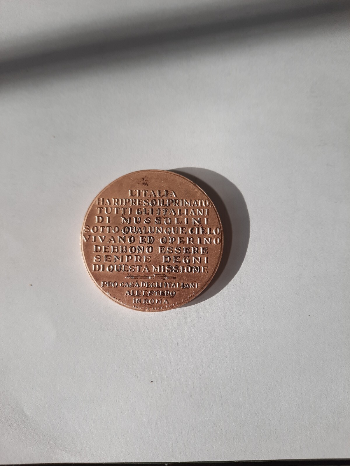 MUSSOLINI MEDAL L'ITALIA HA RIPRESO IL PRIMATO.
