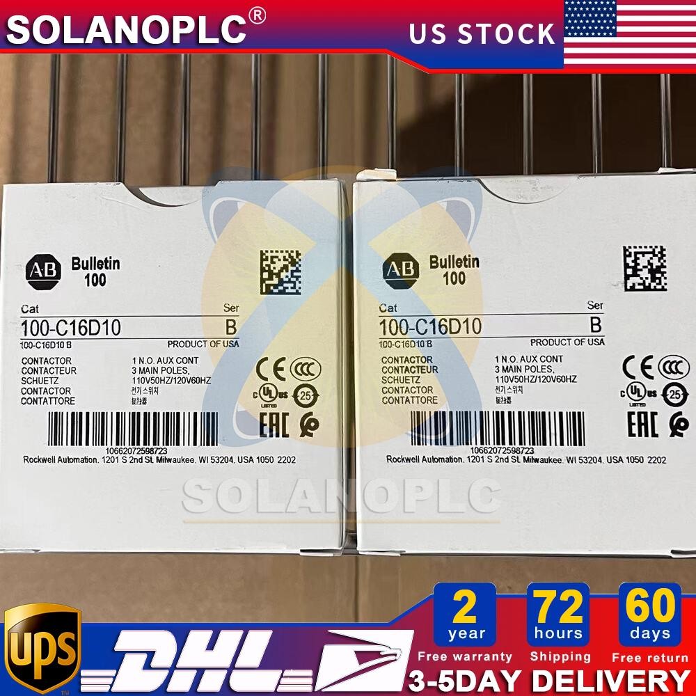 New Factory Sealed Allen-Bradley 100-C16D10 16 AMP 120VAC COIL IEC Contactor US