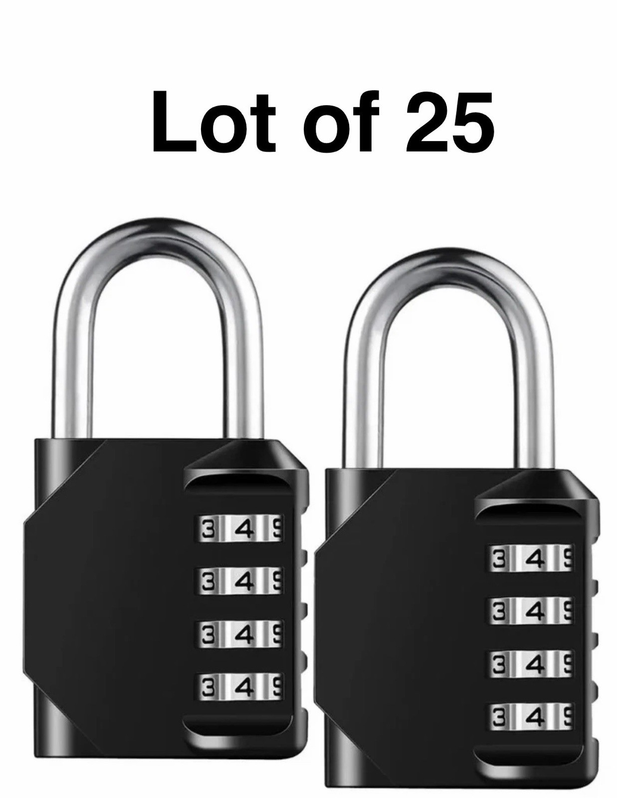 25 pc 4 Digit Combination Padlock Waterproof Heavy Duty Resettable Security Lock