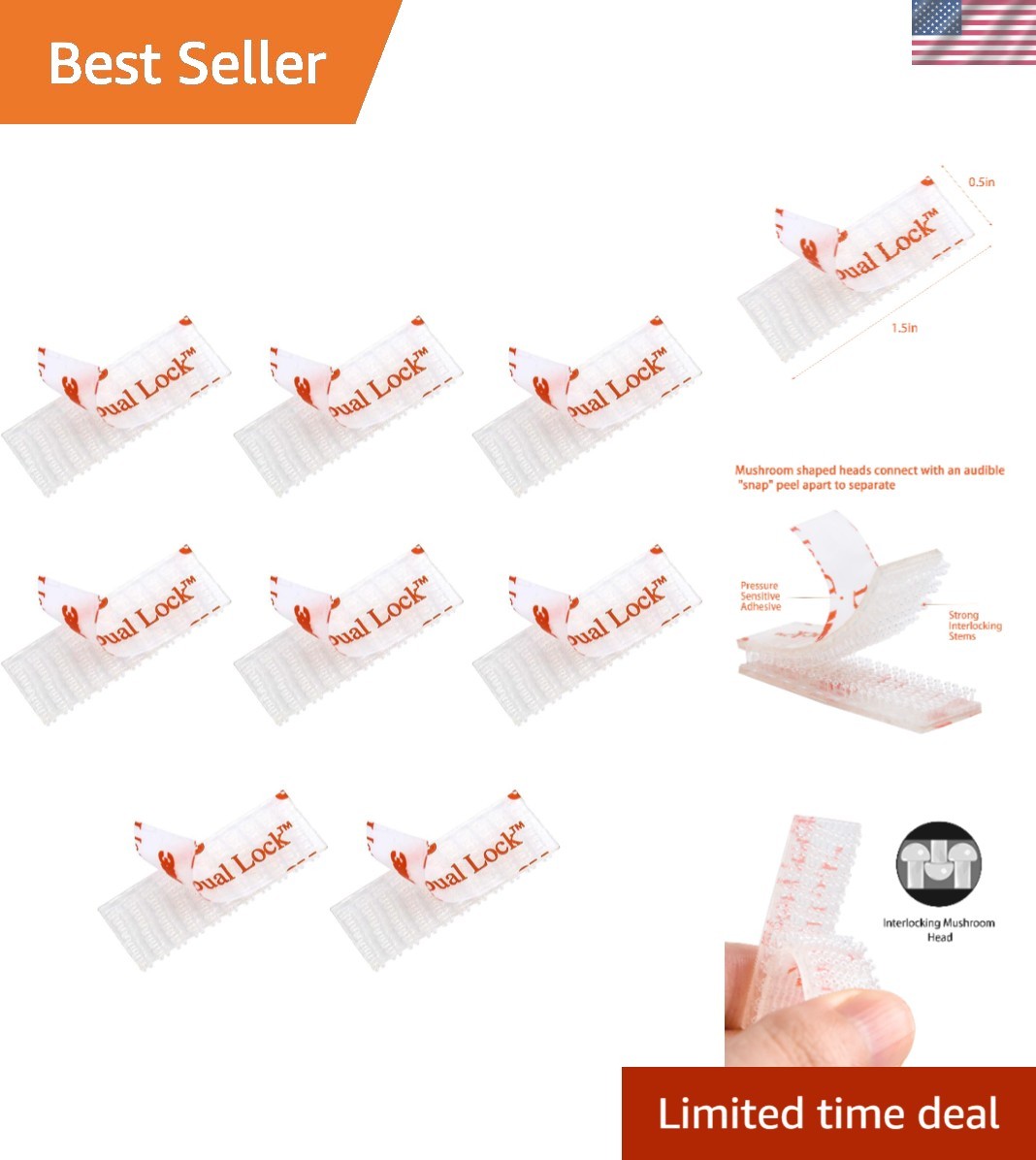 8 Pcs Dual Lock Tape Strips for EZ Pass & I-Pass - High Temperature Adhesive