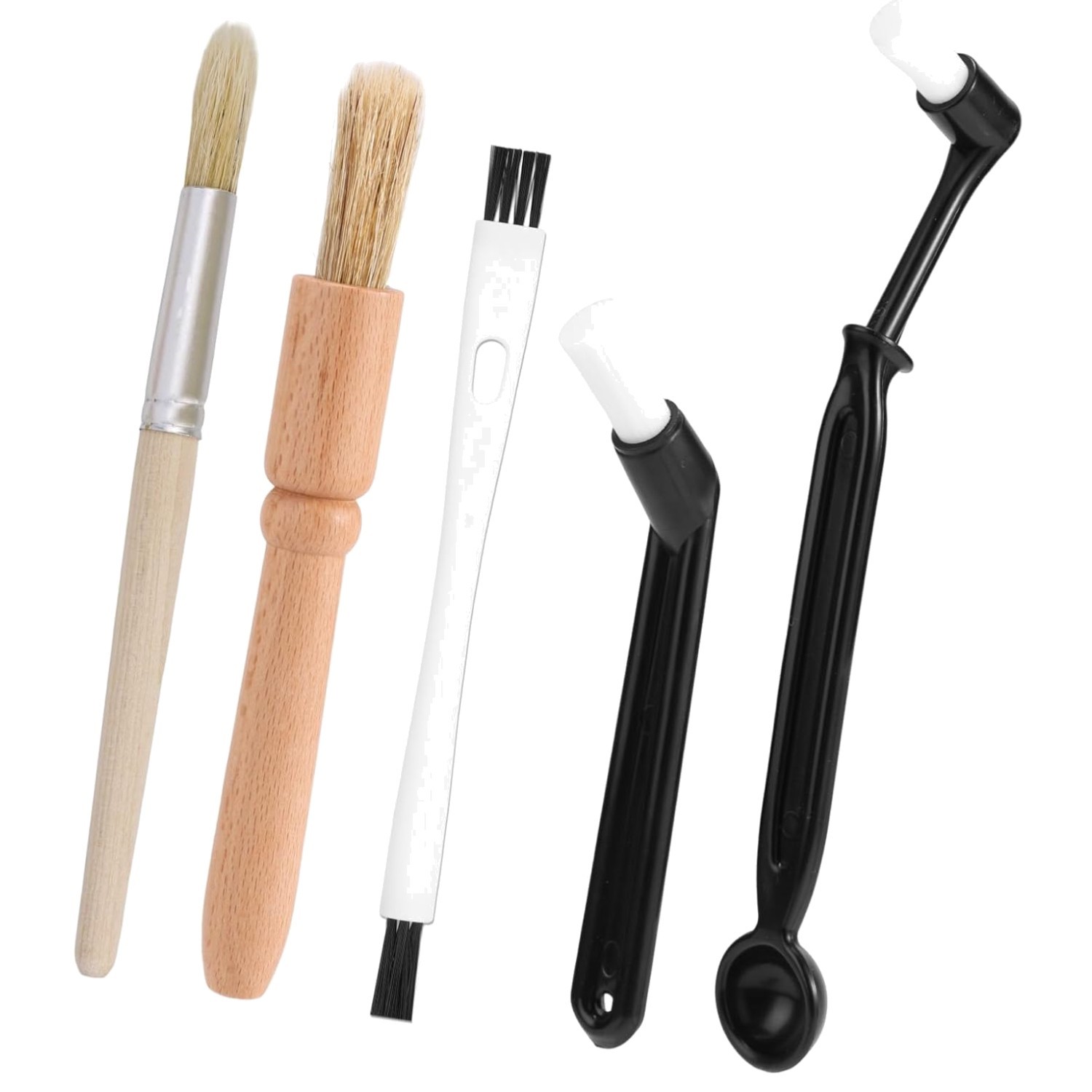 5-Piece Boar Bristle Coffee Cleaning Brushes Set for Espresso Machines & Grin...
